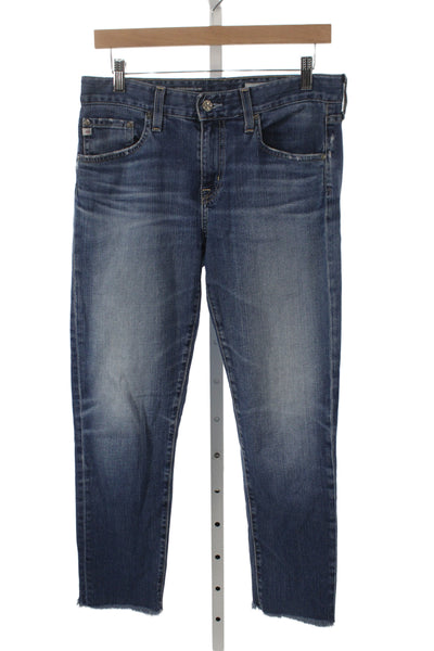 AG Adriano Goldschmied Unisex Cropped Straight Blue Jeans Mid Rise Size 27
