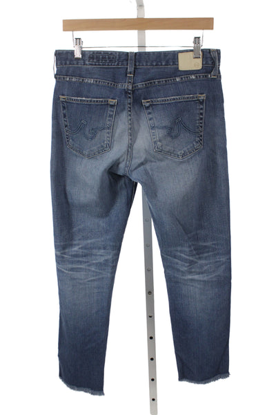 AG Adriano Goldschmied Unisex Cropped Straight Blue Jeans Mid Rise Size 27