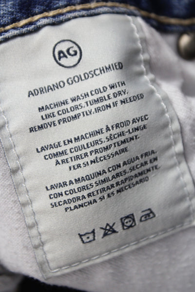 AG Adriano Goldschmied Unisex Cropped Straight Blue Jeans Mid Rise Size 27
