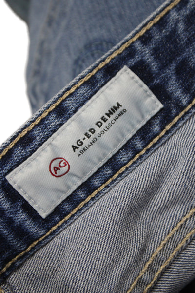 AG Adriano Goldschmied Unisex Cropped Straight Blue Jeans Mid Rise Size 27
