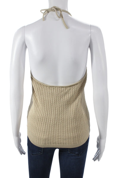 Lacoste Womens Beige Cotton V-Neck Sleeveless Tank Designer Size 40