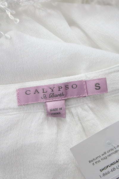 Calypso Saint Barth Women Slip Dress White Sleeveless Knee-Length Boho Size S