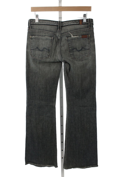 7 For All Mankind Women Bootcut Jeans Dark Gray Mid Rise 33 Inseam Size 27