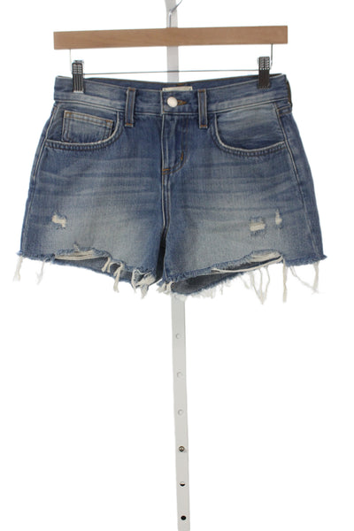 L Agence Unisex Blue 100% Cotton Solid 90s Shorts Size 24