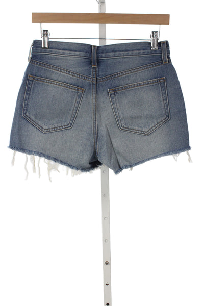 L Agence Unisex Blue 100% Cotton Solid 90s Shorts Size 24