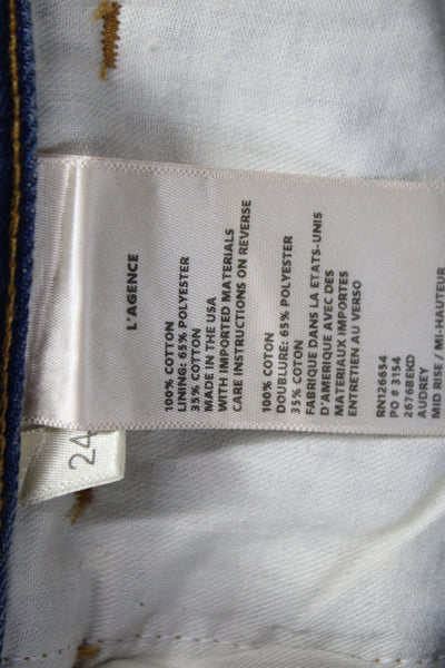 L Agence Unisex Blue 100% Cotton Solid 90s Shorts Size 24