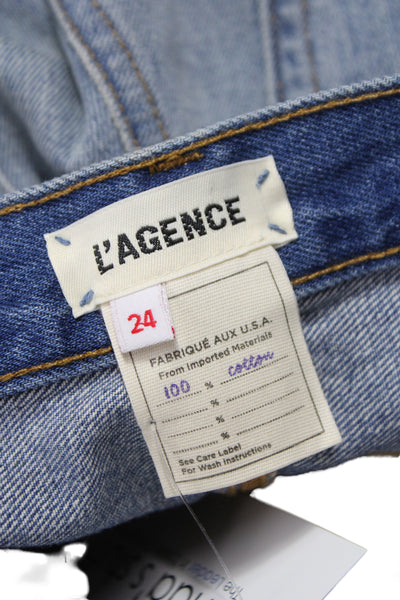 L Agence Unisex Blue 100% Cotton Solid 90s Shorts Size 24