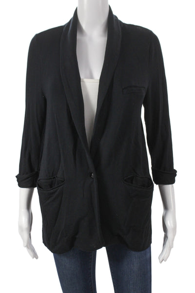 Joie Women Black V-Neck Button Blazer 3/4 Sleeve Rayon Spandex Size XS