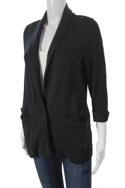 Joie Women Black V-Neck Button Blazer 3/4 Sleeve Rayon Spandex Size XS