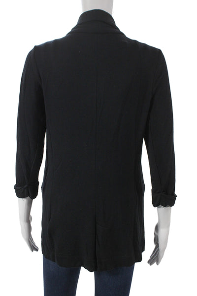 Joie Women Black V-Neck Button Blazer 3/4 Sleeve Rayon Spandex Size XS