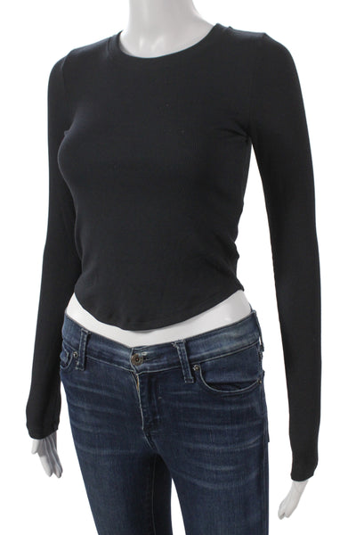 Wilfred Free Womens Cropped Black Long Sleeve T Shirt Crew Neck Size S