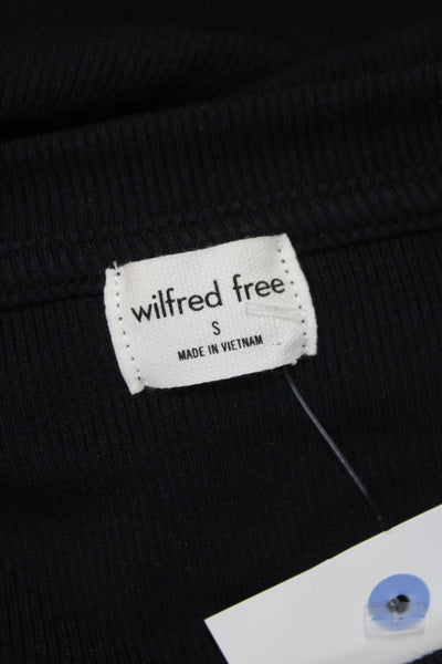 Wilfred Free Womens Cropped Black Long Sleeve T Shirt Crew Neck Size S