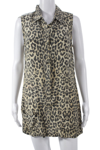 Equipment Femme Womens Beige Animal Print Sleeveless Tunic Size S