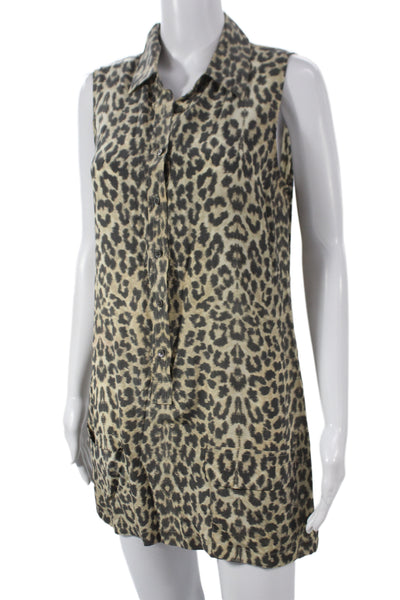 Equipment Femme Womens Beige Animal Print Sleeveless Tunic Size S