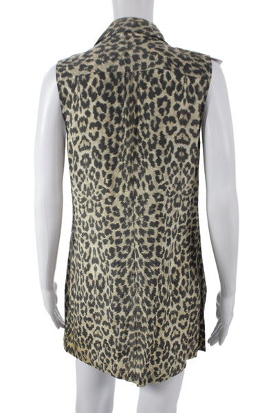 Equipment Femme Womens Beige Animal Print Sleeveless Tunic Size S