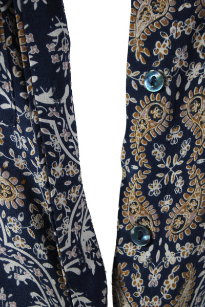 L Agence Women Shirt Dress Silk Paisley Collared 3/4 Sleeve Knee Length Size S