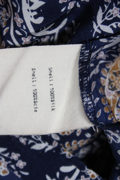 L Agence Women Shirt Dress Silk Paisley Collared 3/4 Sleeve Knee Length Size S