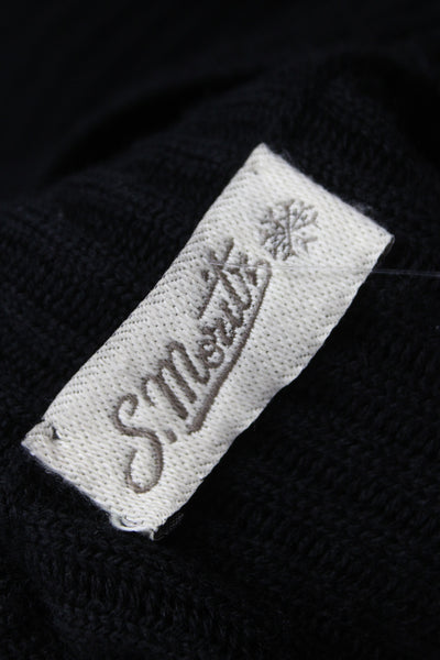 S. Moritz Mens Black Merino Wool V-Neck Button Cardigan Size 54