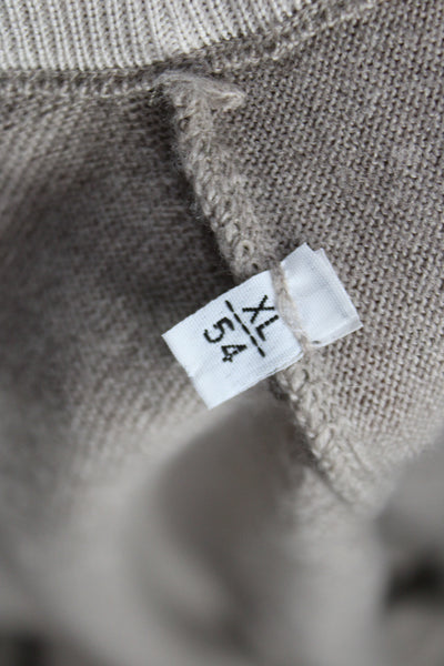 Heritage Mens Full Zip Lana Wool Collared Sweater Beige Long Sleeve Size XL