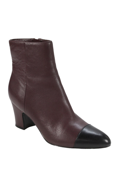 MARC FISHER LTD Womens Side Zip Block Heel Cap Toe Booties Burgundy Size 6M