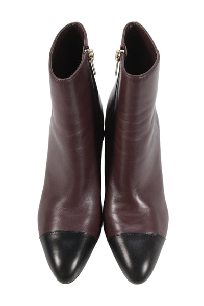 MARC FISHER LTD Womens Side Zip Block Heel Cap Toe Booties Burgundy Size 6M