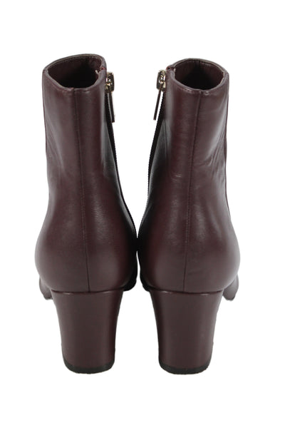 MARC FISHER LTD Womens Side Zip Block Heel Cap Toe Booties Burgundy Size 6M
