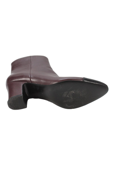MARC FISHER LTD Womens Side Zip Block Heel Cap Toe Booties Burgundy Size 6M