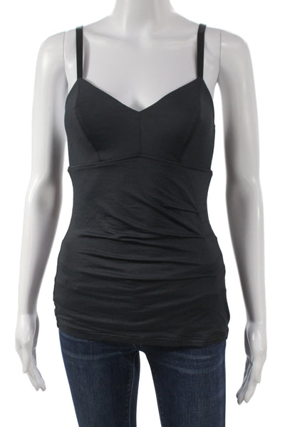 Malia Mills Women Black V-Neck Camisole Sleeveless Nylon Lycra Size 34