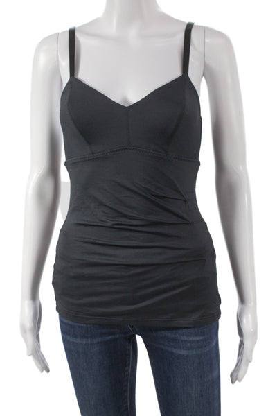 Malia Mills Women V-Neck Camisole Solid Black Polyester Sleeveless Size 36