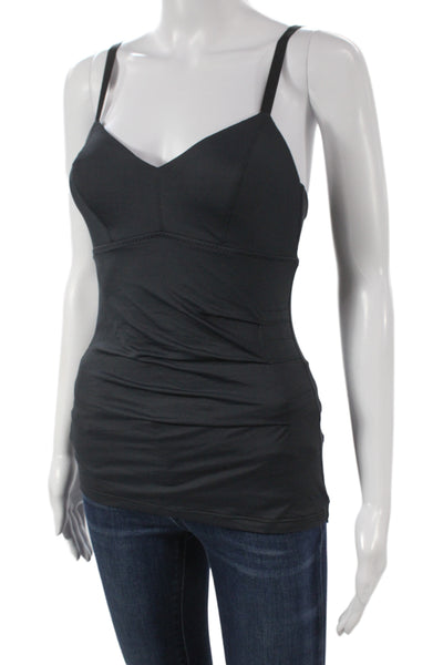 Malia Mills Women V-Neck Camisole Solid Black Polyester Sleeveless Size 36
