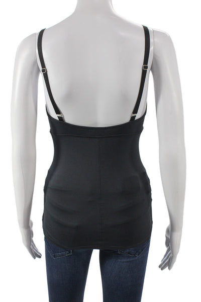 Malia Mills Women V-Neck Camisole Solid Black Polyester Sleeveless Size 36