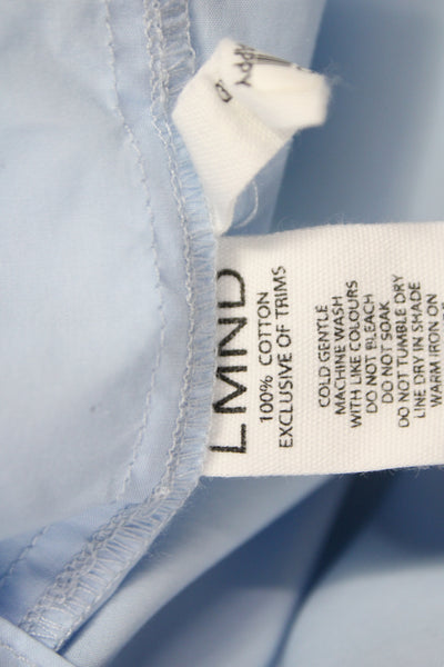 LMND Womens Basic Light Blue Cotton Collared Long Sleeve Button-Up Size XS