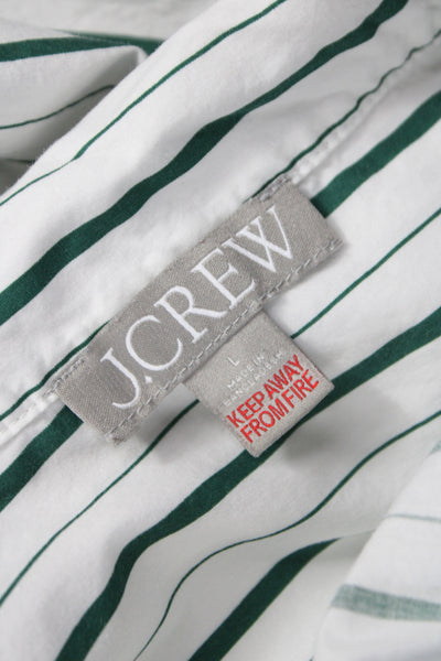J Crew Mens Green Cotton Collared Graphic Print Long Sleeve Set Size L