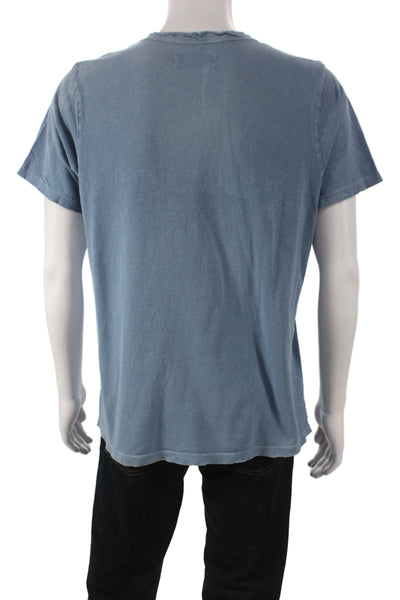 Imogene & Willie Mens Blue Cotton T-Shirt Short Sleeve Crew Neck Grunge Size L