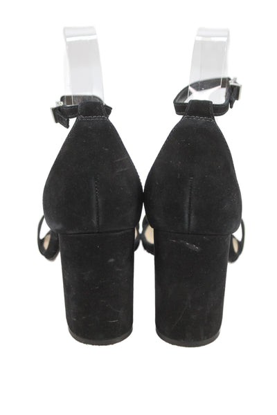 Schutz Womens Block Heel Suede Ankle Strap Sandals Black Size 7.5B