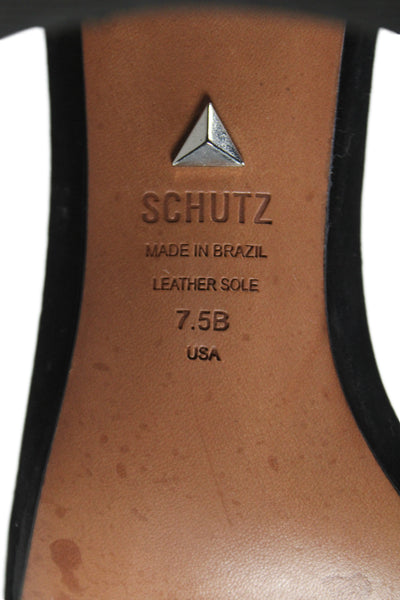 Schutz Womens Block Heel Suede Ankle Strap Sandals Black Size 7.5B