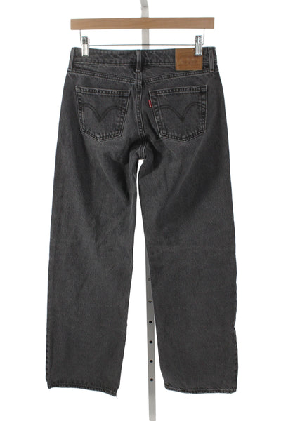 Levis Unisex Straight Jeans Dark Gray Low Rise 30 Inseam 100% Cotton Size 25