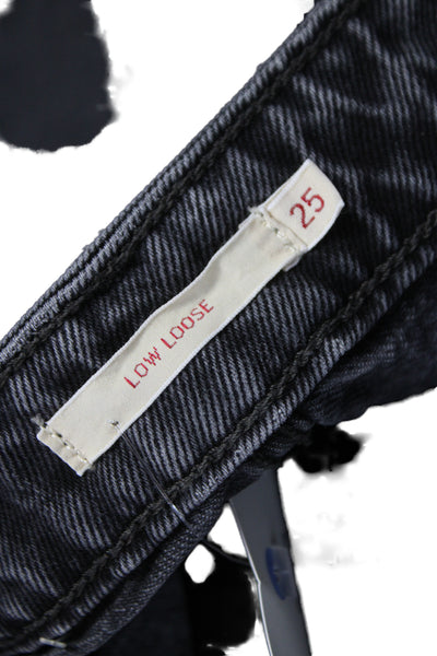 Levis Unisex Straight Jeans Dark Gray Low Rise 30 Inseam 100% Cotton Size 25