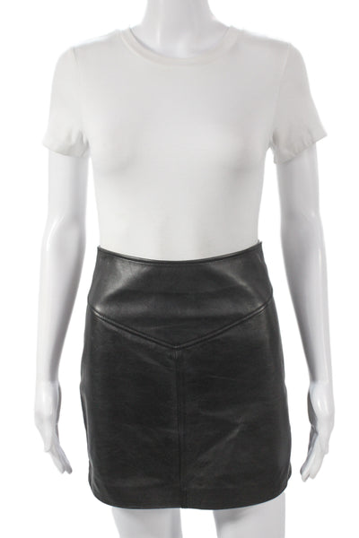 Intermix Womens Genuine Lamb Leather Mini Pencil Skirt Black Size 0
