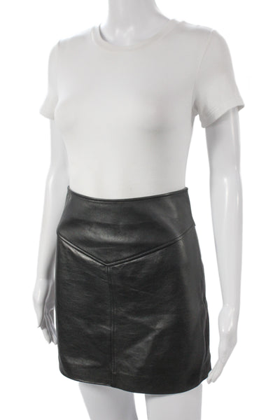 Intermix Womens Genuine Lamb Leather Mini Pencil Skirt Black Size 0