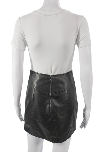 Intermix Womens Genuine Lamb Leather Mini Pencil Skirt Black Size 0