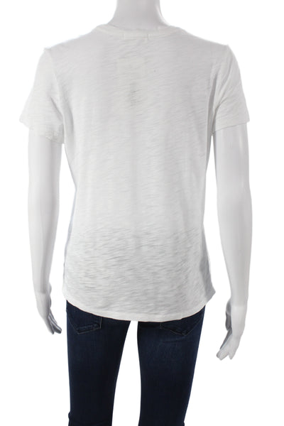 Goldie Womens Basic White Pima Cotton Crew Neck Short Sleeve T-Shirt Size XS