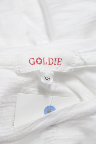 Goldie Womens Basic White Pima Cotton Crew Neck Short Sleeve T-Shirt Size XS