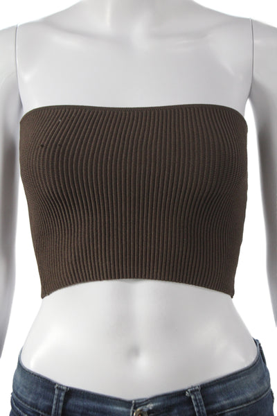 Babaton Womens Cropped Basic Sleeveless Brown Top Size 2XS