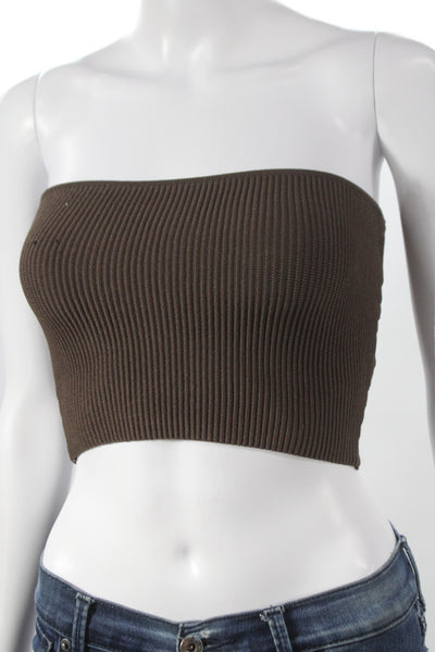 Babaton Womens Cropped Basic Sleeveless Brown Top Size 2XS