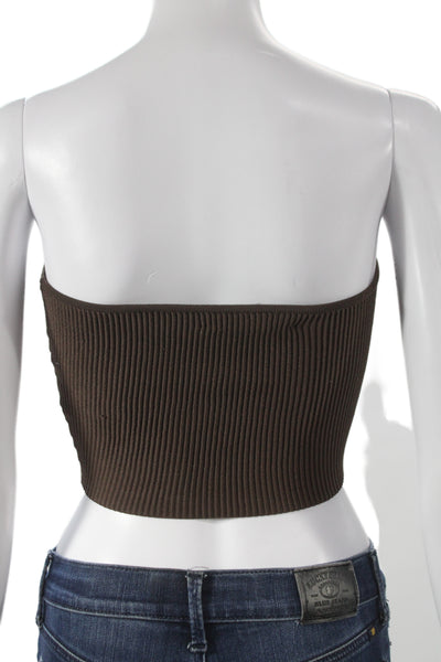 Babaton Womens Cropped Basic Sleeveless Brown Top Size 2XS