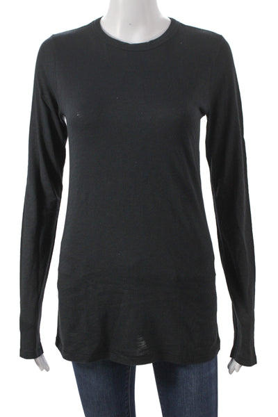 Rag & Bone Jean Women Basic Black Pima Crew Neck Long Sleeve T-Shirt Size S