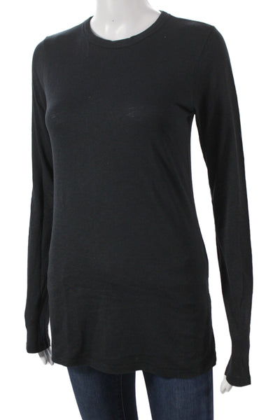 Rag & Bone Jean Women Basic Black Pima Crew Neck Long Sleeve T-Shirt Size S