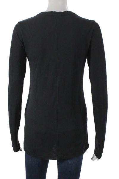 Rag & Bone Jean Women Basic Black Pima Crew Neck Long Sleeve T-Shirt Size S