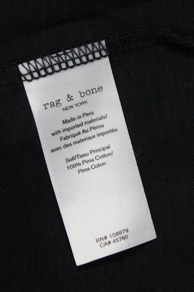 Rag & Bone Jean Women Basic Black Pima Crew Neck Long Sleeve T-Shirt Size S